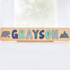 Wooden Name Puzzle with Bear and Mountain
