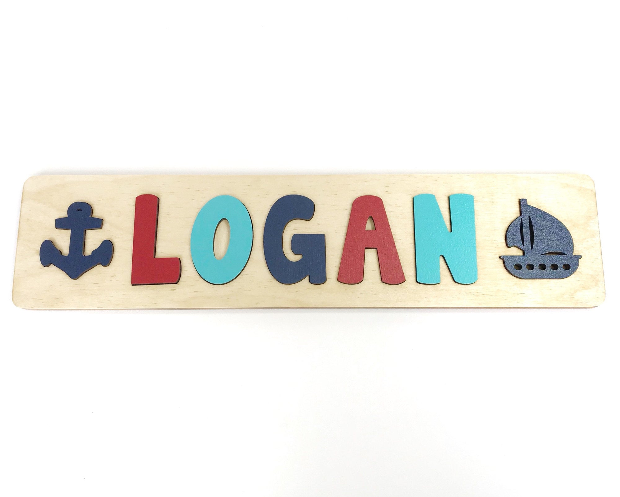 Nautical Name Puzzle with Boat and Anchor, Gift for Kids, Toddler Name Puzzle
