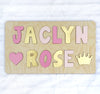 2 Name Pink and Gold Wooden Puzzle