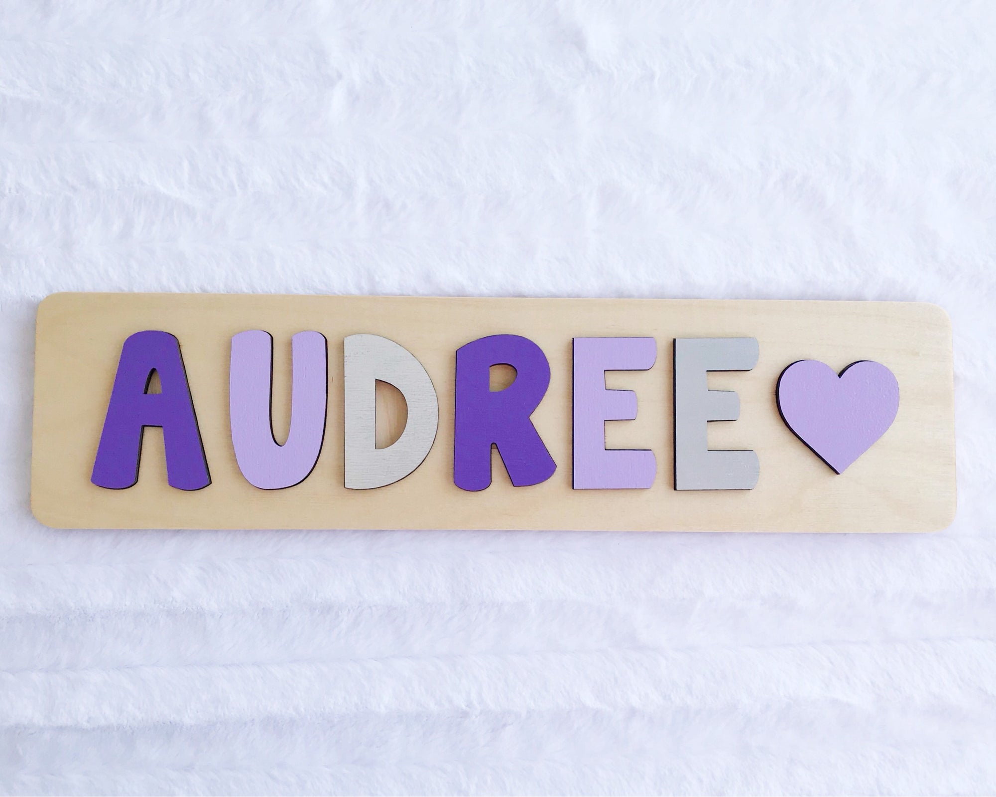 Pink and Silver Name Puzzle with Heart