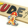 Firefighter Wooden Name Puzzle for Boy, Gift for Kids