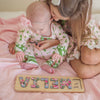 Pink and Grey Floral Wooden Name Puzzle