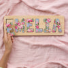 Pink and Grey Floral Wooden Name Puzzle