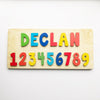 Two Line Wooden Name Puzzle with Numbers