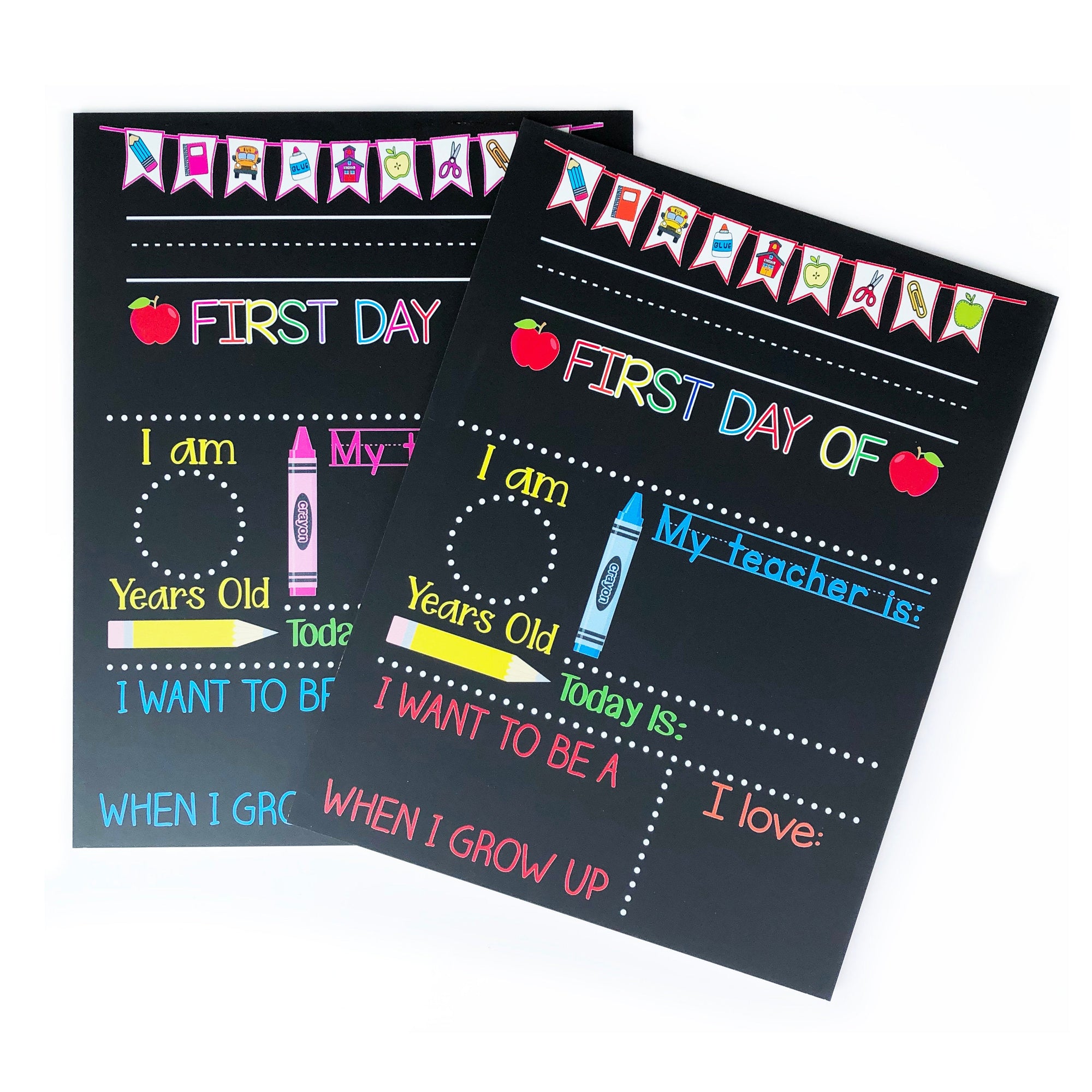 First Day of School Chalkboard,  Real Reusable First Day of School Sign for Girl or Boy, Kindergarten, Preschool